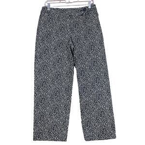 Liz Claiborne Womens Pants Blue Cream Audra Wide Leg Cropped 100% Cotton 10